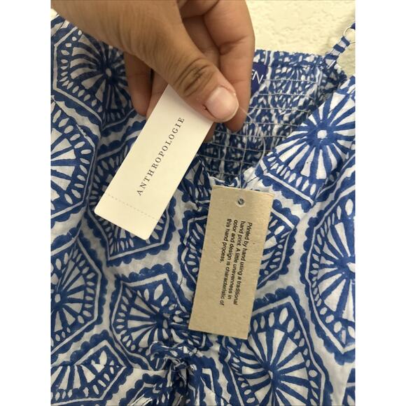 Anthropologie Ro's Garden Maxi Dress Blue Motif Tatiana Vacay Preppy Small NWT - Picture 6 of 7